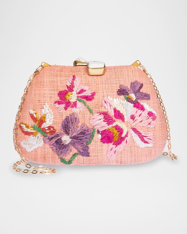 Tamu Flower Raffia Clutch Bag